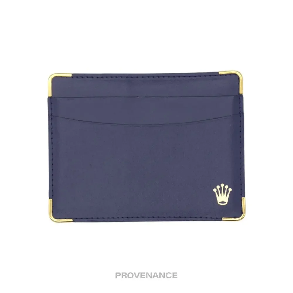 🔴 Rolex Card Holder Wallet - Navy Blue Leather
